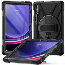 Case Port Samsung Galaxy Tab S10 Fe 10.9 Inç Tablet Kılıfı, Defender Tank Zırh, Silikon Standlı ve Askılı
