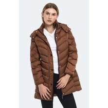 Slazenger Gwen In Kadın Puffer Uzun Şişme Mont Taba V2