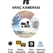 Teknotopia 4K UHD 3 Kanallı Araç Içi Kamera Wifi Bağlantılı Park Izleme App Kontrol Gps Takibi Gece Görüşü Ön ve Arka Kamera 7/24 Kayıt