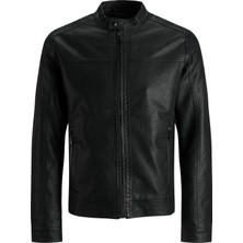 Jack & Jones Jjwarner Erkek Pu Deri Mont Siyah 12182461 V6