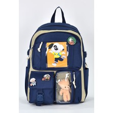 Ortopedik Lüks Kumaş Unisex Çok Gözlü Çocuk Ilkokul Kore Model Sırt Çantası 1480