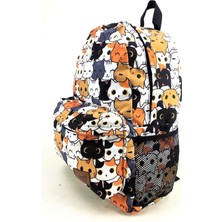 Luckybag Renkli Kedi Desenli Dayanıklı Spor Seyahat Yürüyüş Okul Genç Çocuk Sırt Çanta