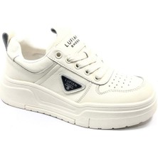 Lufian Kadın Jennifer Beyaz Sneaker Ayakkabı Deri Düz Taban 39 Numaralı Şık Tasarım 122230018 V2