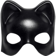 Ynt İthalat Siyah Deri Görünümlü Kedi Maskesi – Cosplay Maskeli Balo