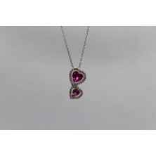 925 Ayar Gümüş Pembe Kalpli Kolye