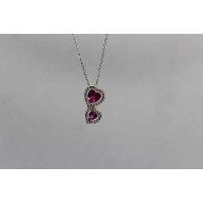 925 Ayar Gümüş Pembe Kalpli Kolye