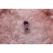 925 Ayar Gümüş Pembe Kalpli Kolye