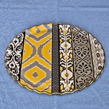 Glore Vintage Altın Yaldızlı Cam Tepsi