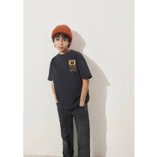 Mavi Baskılı Antrasit Tişört 6610257-70087