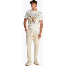 Tommy Jeans Bisiklet Yaka Ekru Erkek T-Shirt DM0DM20818YBL Tjm Reg Vrsıty Nvl