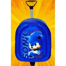 Kirpi Sonic 3D Baskılı Çekçekli Anaokulu Kreş 2-6 Yaş Sırt Çantası ve Okul Çantası