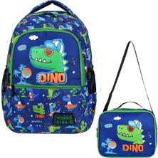 Waddel Lisanslı Dino Desenli Ilkokul Çantası Beslenme Çantalı