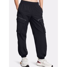 1386481-001 Ua Unstoppable Cargo Pa Lastikli Bel Loose Fit Siyah Kadın Eşofman Altı