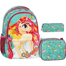 Unıcorn Ilk Okul Çocuk Sırt Çantası 3lü Takım Set Dayanıklı Su Geçirmez