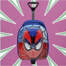 Anaokulu Kreş Örümcek Adam 5d Kabartmalı Baskı Çekçekli Tekerli 2-6 Yaş Okul Çantası Sırt Çantası