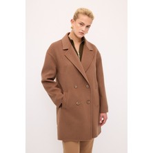 Uzun Kol Yün Karışımlı Kaban Kahve 136L9097000