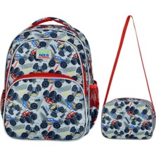 Araba Desenli Gri Ilkokul Çantası