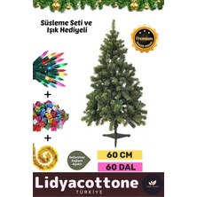 Noel Paketi Kutu Süsleme Seti Yılbaşı Çam Ağacı Kutlama Renkli Işığı Yeni Yıl Dekorasyon 60CM 60 Dal