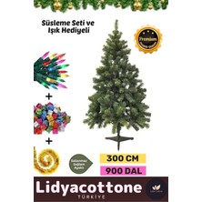 300 cm Boyutunda Premium Noel Paketi Kutu Süsleme Seti Yeşil Renkli Işığı ile Yılbaşı Eğlencesi