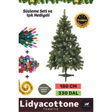 Kutu Süsleme Seti Yılbaşı Çam Ağacı Renkli Işığı Yeni Yıl Süsleri Noel Paketi 180 cm 330 Dal