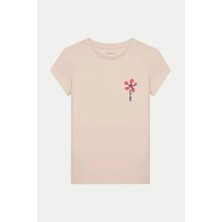 Kız Çocuk Ck Küçük Çiçek Logo T-Shirt - Açık Pembe