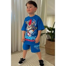 Mavi Sonic Çizgi Film Baskılı Alt Üst Erkek Çocuk 2li Takım