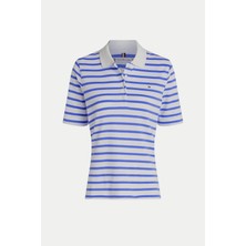 Kadın Th 1985 Pique Çizgili Polo T-Shirt - Mavi