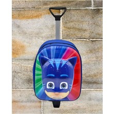 Anaokulu Kreş Çekçekli Tekerli Pj Maskeliler 5d Kabartma Baskı 2-6 Yaş Sırt Çantası Okul Çantası