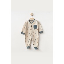 Erkek Bebek Çıtçıtlı Geyik Desenli Patikli Tulum 0 Ay - 6 Ay