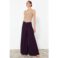 Mürdüm Palazzo/extra Geniş Paça Pileli Dokuma Pantolon TWOSS23PL00352