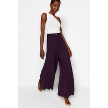 Mürdüm Palazzo/extra Geniş Paça Pileli Dokuma Pantolon TWOSS23PL00352