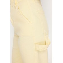Sarı More Sustainable Marangoz Detaylı Yüksek Bel Wide Leg Jeans TWOSS24JE00231
