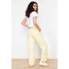 Sarı More Sustainable Marangoz Detaylı Yüksek Bel Wide Leg Jeans TWOSS24JE00231