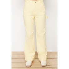 Sarı More Sustainable Marangoz Detaylı Yüksek Bel Wide Leg Jeans TWOSS24JE00231