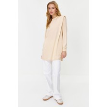 Bej Vatkalı Örme Sweatshirt TCTAW23TW00250