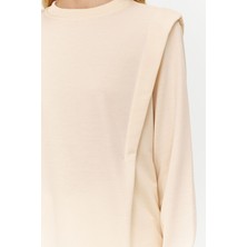 Bej Vatkalı Örme Sweatshirt TCTAW23TW00250