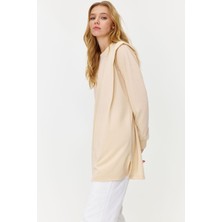 Bej Vatkalı Örme Sweatshirt TCTAW23TW00250