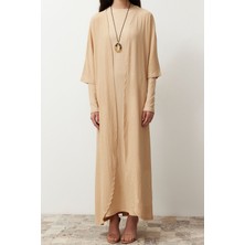 Bej Dokulu/bürümcük Kimono-Elbise Örme Takım TCTSS24EB00203