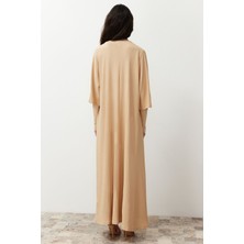 Bej Dokulu/bürümcük Kimono-Elbise Örme Takım TCTSS24EB00203