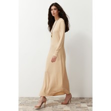 Bej Dokulu/bürümcük Kimono-Elbise Örme Takım TCTSS24EB00203