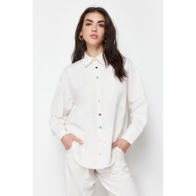 Bej Keten Görünümlü Gömlek Pantolon Dokuma Alt Üst Takım TCTSS24US00022