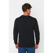 Siyah Erkek Regular Fit Bisiklet Yaka Uzun Kollu Sweatshirt TMNAW23SW00089