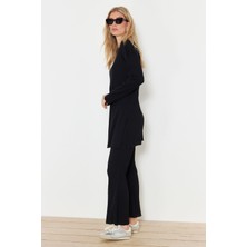 Siyah Oversize Fitilli Örme Alt-Üst Takım TCTSS24US00060