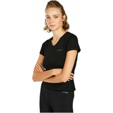 CT130 Basic V Neck T-Sh Siyah Kadın T-Shirt