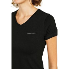 CT130 Basic V Neck T-Sh Siyah Kadın T-Shirt