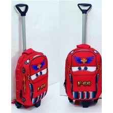 Anaokulu Çekçekli Sırt Çantası F99 Arabalı Şimşek Kırmızı