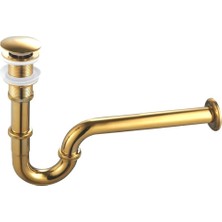 Fause Pop-Up Basmalı Paslanmaz Çelik Metal Lavabo Sifonu Gold KSF101-G