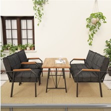 Hayal Serisi Balkon, Bahçe, Cafe - Metal Kanepe Koltuk Takımı - 2+1+1 70 x 110 cm  Masalı - Antrasit