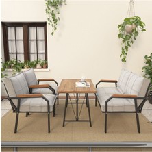 Hayal Serisi Balkon, Bahçe, Cafe - Metal Kanepe Koltuk Takımı - 2+1+1 70 x 110 cm  Masalı - Açık Gri