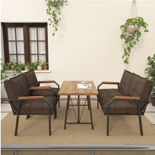 Hayal Serisi Balkon, Bahçe, Cafe - Metal Kanepe Koltuk Takımı - 2+1+1 70 x 110 cm  Masalı - Kahverengi